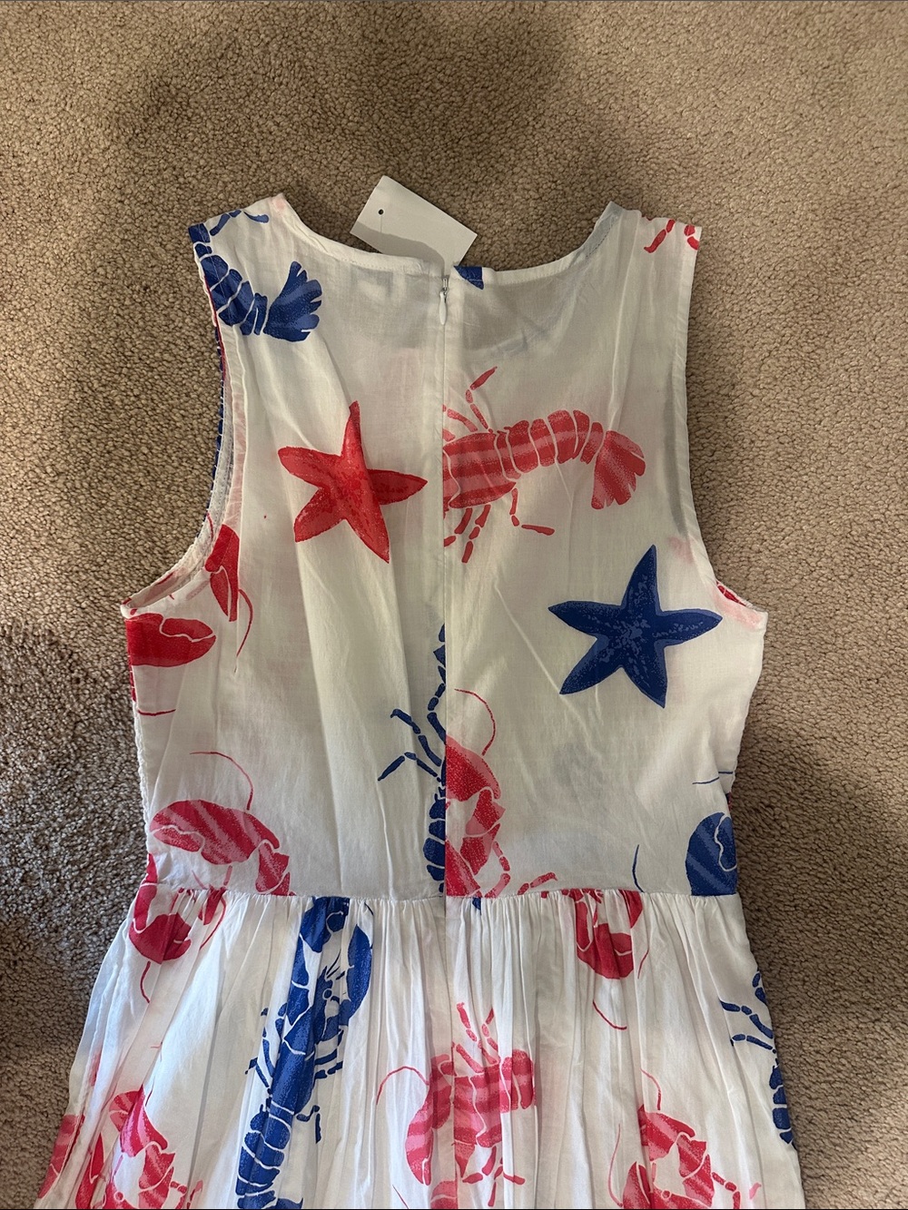 J. Crew White Dress with Red Lobster & Blue Print - Picture 6 of 7